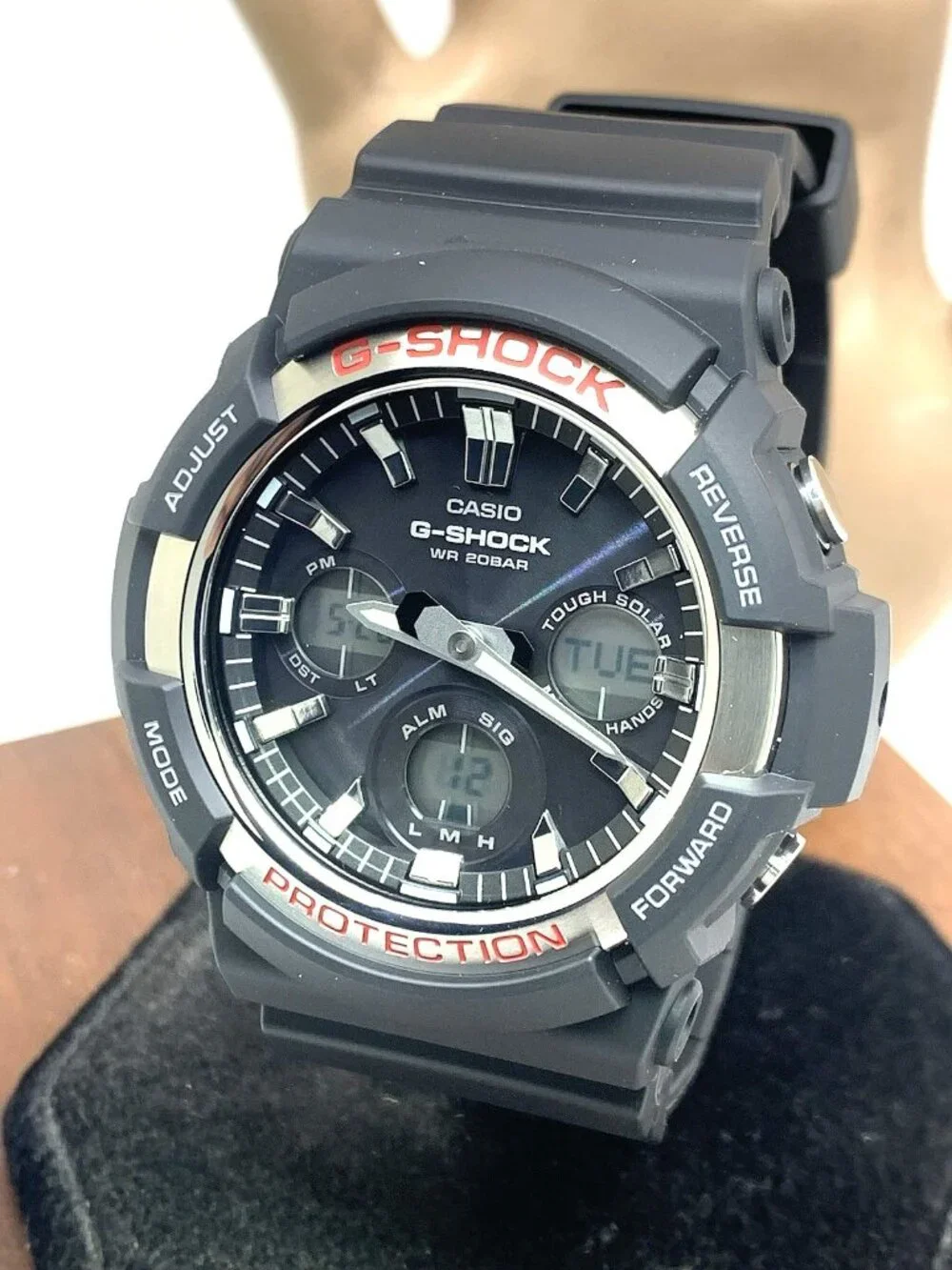 Casio Mens Watch G-Shock GAS100 Black Analog Digital Tough Solar Sport 47mm 5445